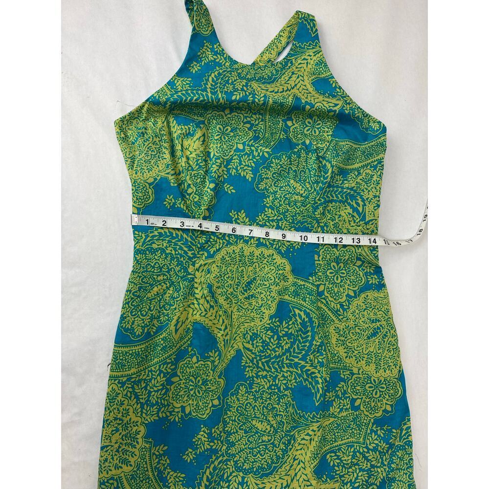 Open Back Dress Boho Details Floral Print Cottage Blue Yellow Twee Size 6 - Picture 4 of 11